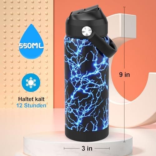 Edelstahl Trinkflasche Meeresjungfrau 550ml BPA Frei Auslaufsicher Thermosflaschefür Kinder und Erwachsene - Sport, Schu