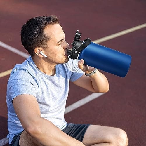 HydroPal Trinkflasche Edelstahl - 1900ml mit Henkel für Fitness, BPA-Frei, flasche Metall, Aesthetic trinkflasche Mitter