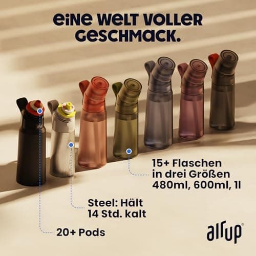 air up® Trinkflasche für Schule und Sport | inkl. 5 zuckerfreien Duft-Pods & Strohhalm | Wasserflasche in Lila für Kinde