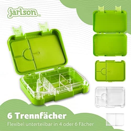 Jarlson® Brotdose Kinder mit Fächern - TONI Lunchbox - Auslaufdurchfall-Sicher – Jausenbox für Kindergarten und Schule -