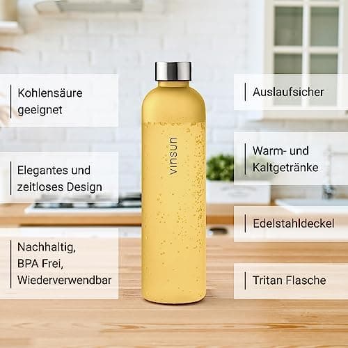 VINSUN Trinkflasche 1000ml - auslaufsicher, BPA frei, Tritan - Leichte Wasserflasche für Sport und Outdoor activities -
