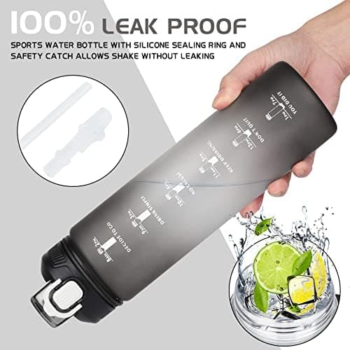 CodiCile Trinkflasche 1L - Ideal für Outdoor Aktivitäten mit Zeitmarkierung und Strohhalm
| CodiCile 1L Trinkflasche St
