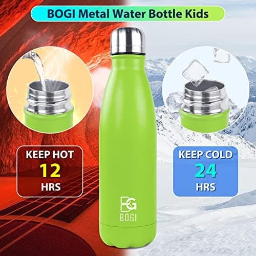 BOGI Doppelwandige Thermosflasche Edelstahl Trinkflasche Kinder Trinkflasche Schule Himmelblau Pink