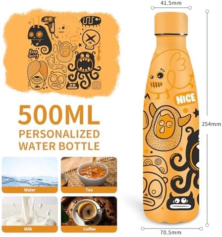 Grsta Trinkflasche 500ml, BPA-freie Edelstahlflasche für Kinder, ideale Wasserspeicherung bei Kalt&warm
