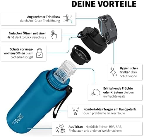 720°DGREE uberBottle Trinkflasche SoftTouch 500ml - Auslaufsicher, BPA-Frei - für Sport und Outdoor-Aktivitäten - Climat