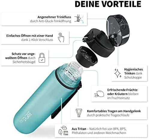 720°DGREE uberBottle Trinkflasche SoftTouch 500ml - Auslaufsicher, BPA-Frei - für Sport und Outdoor-Aktivitäten - Climat