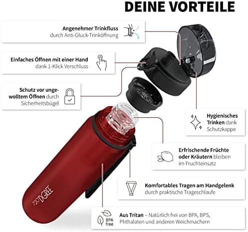 720°DGREE uberBottle Trinkflasche SoftTouch 500ml - Auslaufsicher, BPA-Frei - für Sport und Outdoor-Aktivitäten - Climat