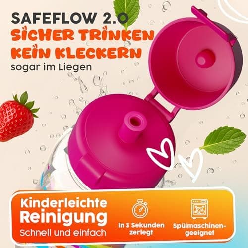 Trinkflasche Kinder auslaufsicher Regenbogen 400 ml Kohlensäure geeignet BPA-frei Tritan spülmaschinenfest Easy-Clean Ma