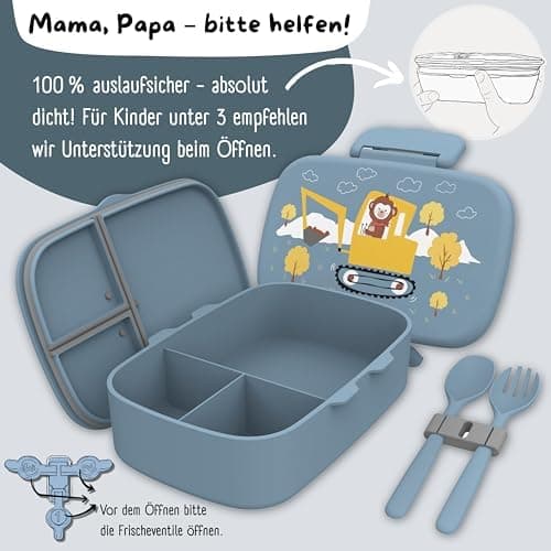 Bearfoot Brotdose Kinder BPAfrei mit Fächern Lunchbox für Mädchen & Jungen