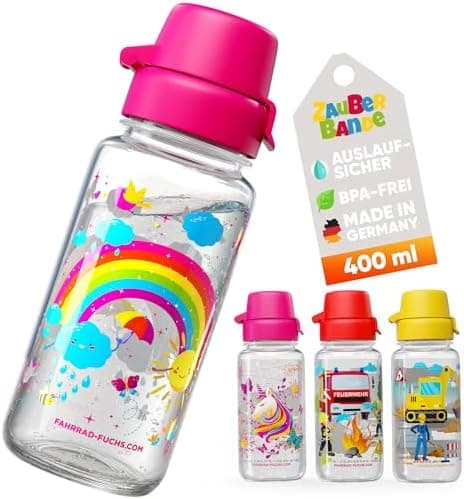 Trinkflasche Kinder auslaufsicher Regenbogen 400 ml Kohlensäure geeignet BPA-frei Tritan spülmaschinenfest Easy-Clean Ma