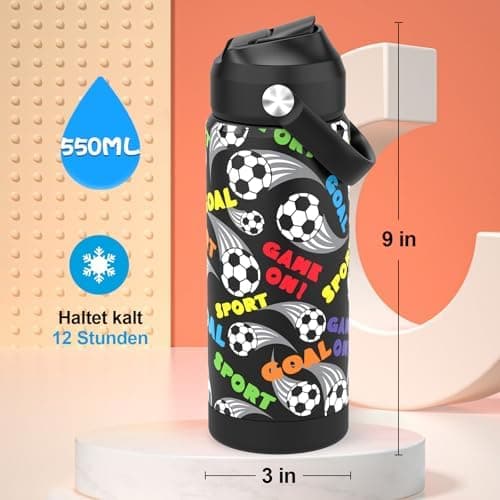 Edelstahl Trinkflasche Meeresjungfrau 550ml BPA Frei Auslaufsicher Thermosflaschefür Kinder und Erwachsene - Sport, Schu