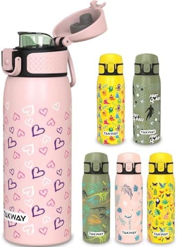 Edelstahl Trinkflasche Kinder 550ml - Auslaufsicher, isoliert und Kohlensäure geeignet - Schul- und Sportsituationensopt
