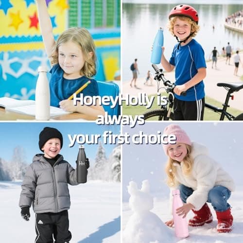 HoneyHolly Kinder Trinkflasche Doppelwandig, 500ML BPA-frei, Thermosflasche für Fitness und Gym