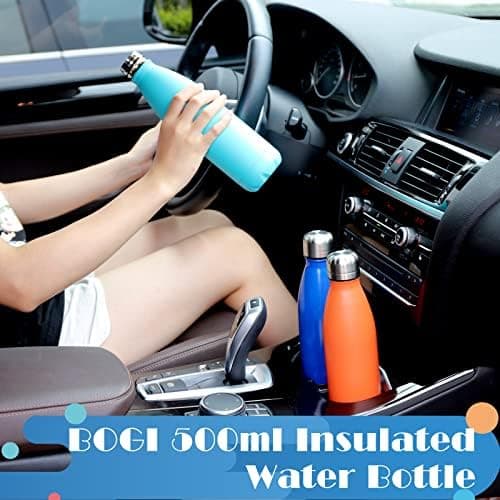 BOGI Doppelwandige Thermosflasche Edelstahl Trinkflasche Kinder Trinkflasche Schule Himmelblau Pink