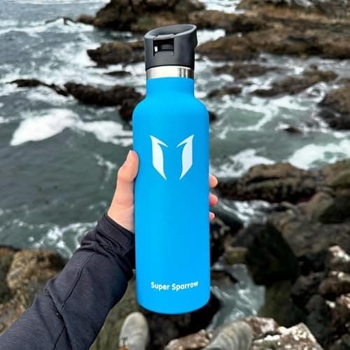 Super Sparrow Trinkflasche Edelstahl - Auslaufsicher Thermoskanne - Kinder für Sprudel, Sport, Schule, Fitness - 500ml -