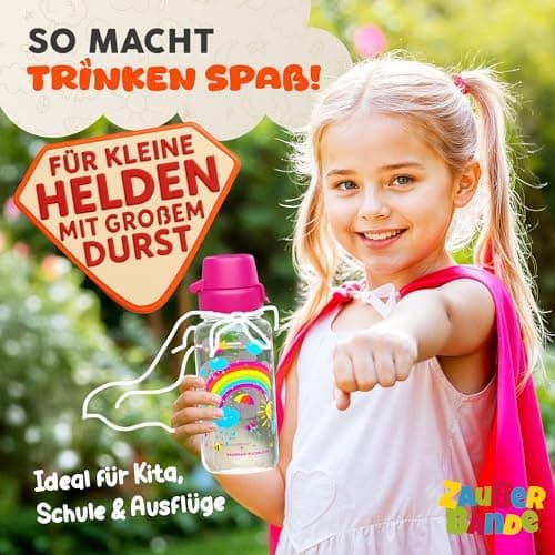 Trinkflasche Kinder auslaufsicher Regenbogen 400 ml Kohlensäure geeignet BPA-frei Tritan spülmaschinenfest Easy-Clean Ma