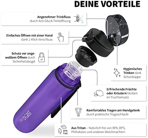 720°DGREE uberBottle Trinkflasche SoftTouch 500ml - Auslaufsicher, BPA-Frei - für Sport und Outdoor-Aktivitäten - Climat