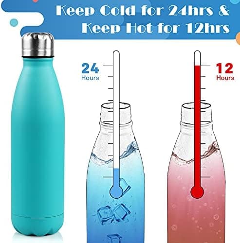 BOGI Doppelwandige Thermosflasche Edelstahl Trinkflasche Kinder Trinkflasche Schule Himmelblau Pink