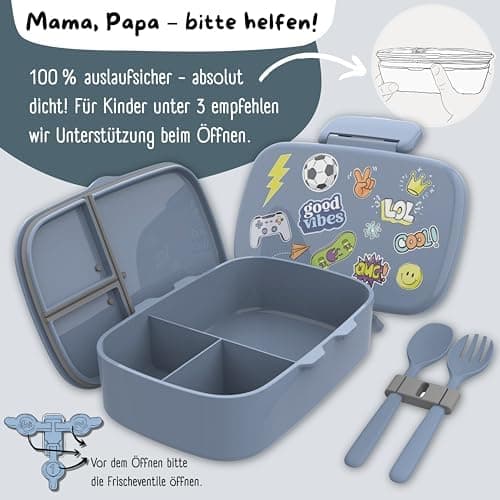 Bearfoot Brotdose Kinder BPAfrei mit Fächern Lunchbox für Mädchen & Jungen