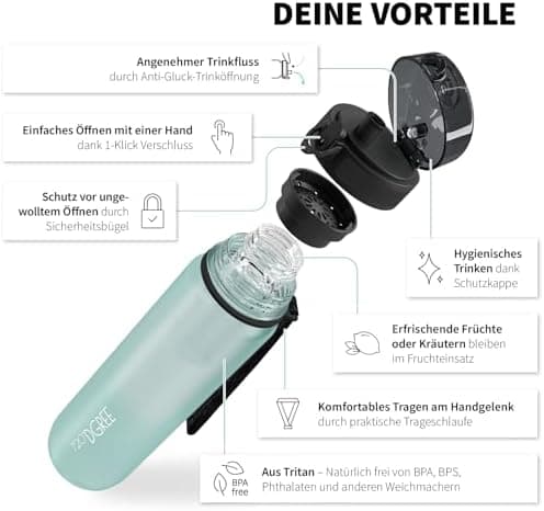 720°DGREE uberBottle Trinkflasche SoftTouch 500ml - Auslaufsicher, BPA-Frei - für Sport und Outdoor-Aktivitäten - Climat