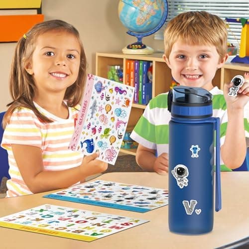 Luyiilo Kinder Trinkflasche Auslaufsicher für Schule und Fitnessstudio (500ml - Blau)