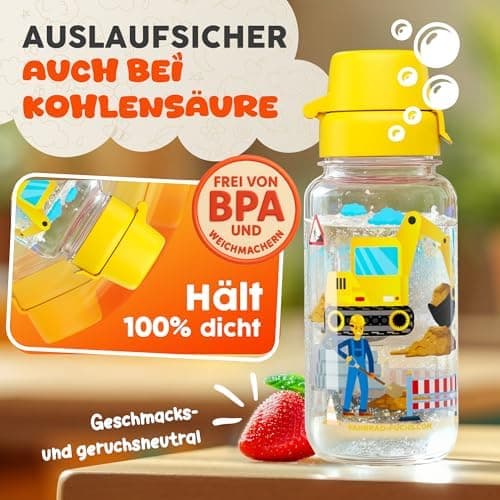Trinkflasche Kinder auslaufsicher Regenbogen 400 ml Kohlensäure geeignet BPA-frei Tritan spülmaschinenfest Easy-Clean Ma