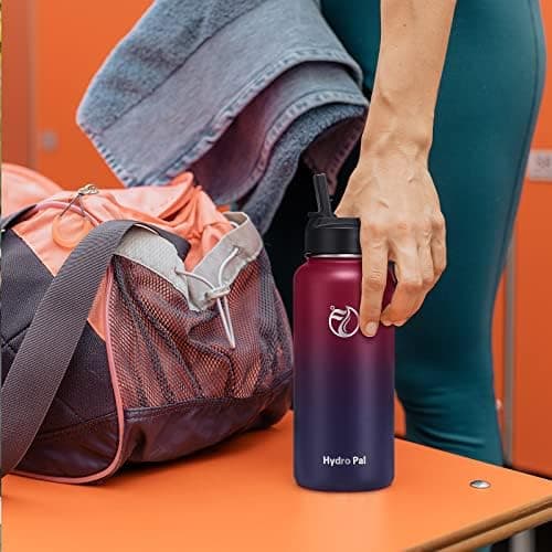 HydroPal Edelstahl Trinkflasche - Isolierte Flasche mit Strohhalm & 2 Deckeln, Auslaufsichere Isolierung für Sport, 500m