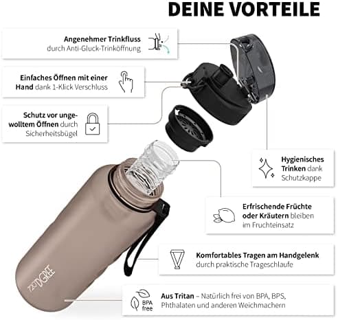 720°DGREE uberBottle Trinkflasche SoftTouch 500ml - Auslaufsicher, BPA-Frei - für Sport und Outdoor-Aktivitäten - Climat