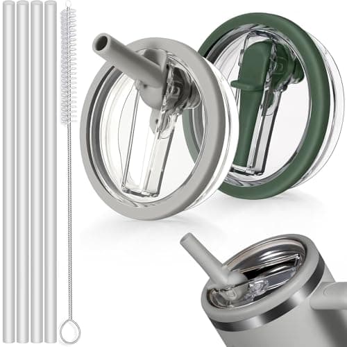 Sunshine Smile - Auslaufsicherer Ersatzdeckel für Stanley Cup Becher 40oz + 4 Trinkhalme + Strohhalm Bürste | Für Zubeah