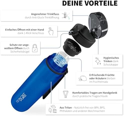 720°DGREE uberBottle Trinkflasche SoftTouch 500ml - Auslaufsicher, BPA-Frei - für Sport und Outdoor-Aktivitäten - Climat