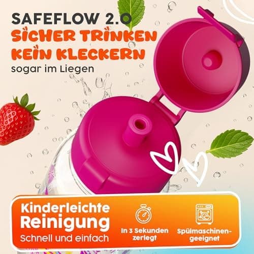 Trinkflasche Kinder auslaufsicher Regenbogen 400 ml Kohlensäure geeignet BPA-frei Tritan spülmaschinenfest Easy-Clean Ma