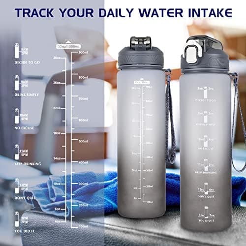 CodiCile Trinkflasche 1L - Ideal für Outdoor Aktivitäten mit Zeitmarkierung und Strohhalm
| CodiCile 1L Trinkflasche St