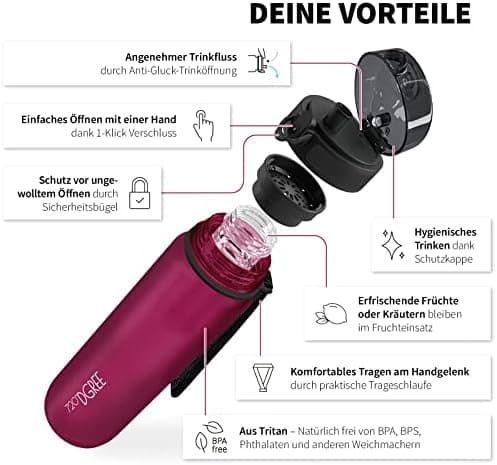 720°DGREE uberBottle Trinkflasche SoftTouch 500ml - Auslaufsicher, BPA-Frei - für Sport und Outdoor-Aktivitäten - Climat