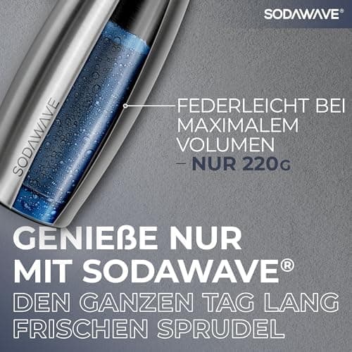 SODAWAVE® Trinkflasche Edelstahl extra groß [850ml] für SodaStream Crystal I 100% auslaufsichere Trinkflasche ideal für