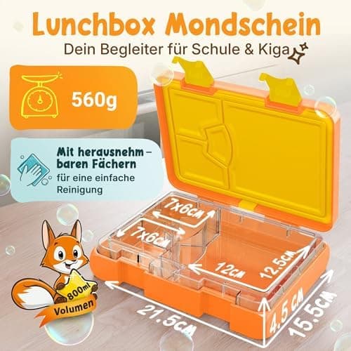 Kinder Brotdose Mondschein – Lila Fächer – 800ml – Schule & Kindergarten - BPA frei  
Kinder Brotdose Mondschein – Lila