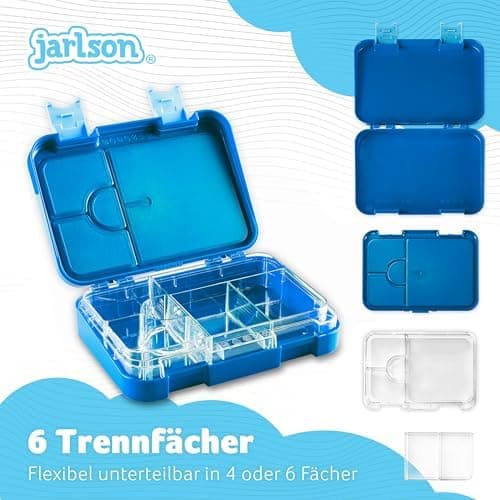 Jarlson® Brotdose Kinder mit Fächern - TONI Lunchbox - Auslaufdurchfall-Sicher – Jausenbox für Kindergarten und Schule -