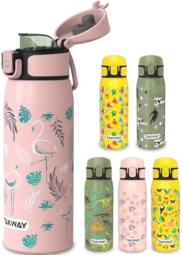 Edelstahl Trinkflasche Kinder 550ml - Auslaufsicher, isoliert und Kohlensäure geeignet - Schul- und Sportsituationensopt