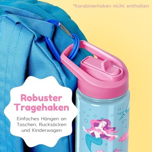 BOZ Isolierte Wasserflasche für Kinder | Edelstahl, doppelwandig, 414 ml | Praktisch und bequem mit Strohhalm-Deckel