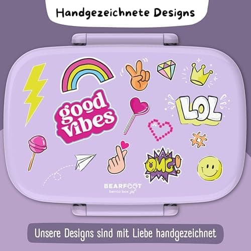 Bearfoot Brotdose Kinder BPAfrei mit Fächern Lunchbox für Mädchen & Jungen
