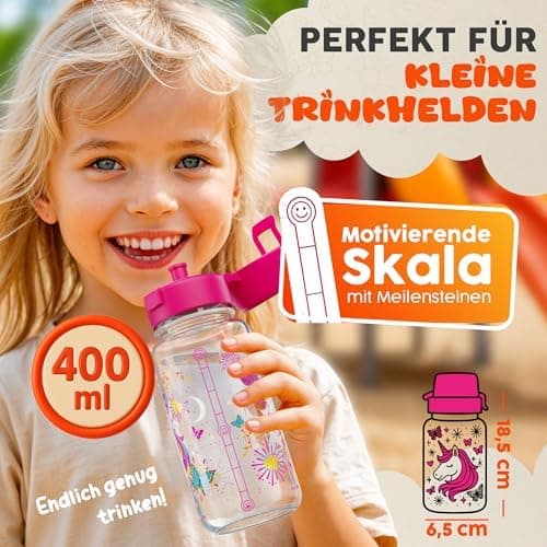 Trinkflasche Kinder auslaufsicher Regenbogen 400 ml Kohlensäure geeignet BPA-frei Tritan spülmaschinenfest Easy-Clean Ma