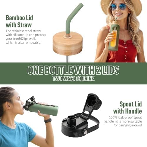 BLUEGO Glaswasserflasche 900ml BPA-frei für Outdoor Aktivitäten
| CADRES Glasbecher mit Zeitmarkierung und Silikonschut
