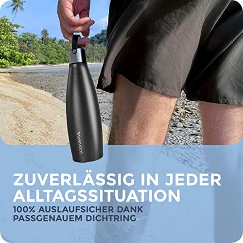 SODAWAVE® Trinkflasche Edelstahl extra groß [850ml] für SodaStream Crystal I 100% auslaufsichere Trinkflasche ideal für