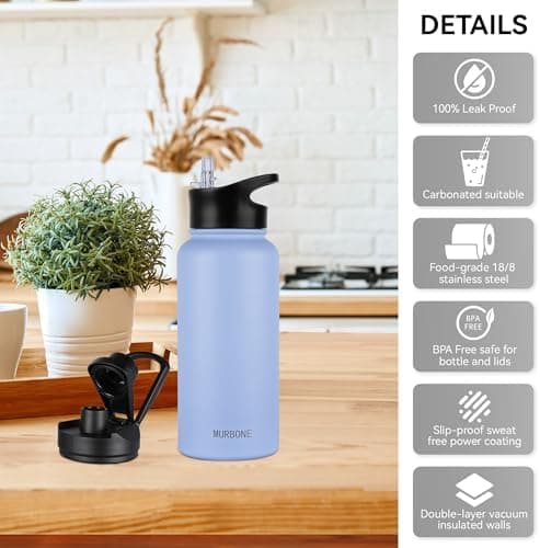 Edelstahl Trinkflasche 1.2L BPAfrei-Thermoskanne-Vakuum Doppelwandisolierung für Sport Campings-Reise-Kohlensäure Geeign