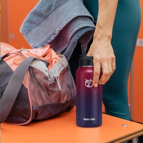 HydroPal Edelstahl Trinkflasche - Isolierte Flasche mit Strohhalm & 2 Deckeln, Auslaufsichere Isolierung für Sport, 500m