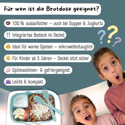 Bearfoot Brotdose Kinder BPAfrei mit Fächern Lunchbox für Mädchen & Jungen