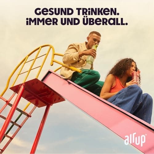 air up® Trinkflasche für Schule und Sport | inkl. 5 zuckerfreien Duft-Pods & Strohhalm | Wasserflasche in Lila für Kinde