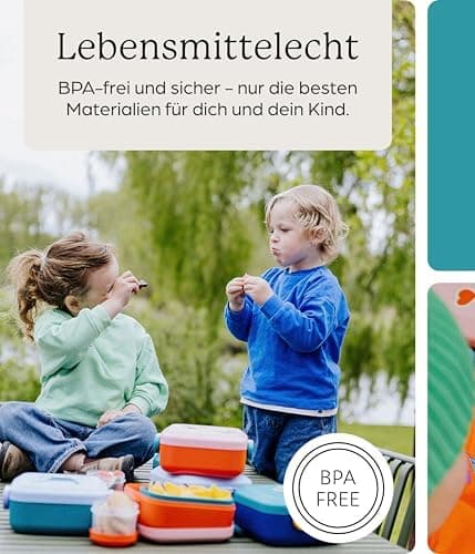 Amuse Rikko Kinder Lunchbox Animal Parade | Bento Box mit 2 Snackboxen & Trennwand | Brotdose für Kindergarten & Schule