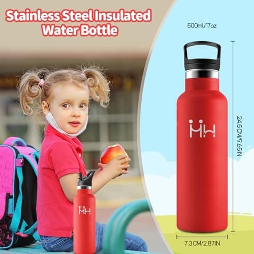 HoneyHolly Edelstahl Trinkflasche 500ML Kinder BPA-Frei Isoliert Thermoflasche