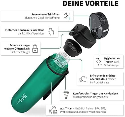 720°DGREE uberBottle Trinkflasche SoftTouch 500ml - Auslaufsicher, BPA-Frei - für Sport und Outdoor-Aktivitäten - Climat