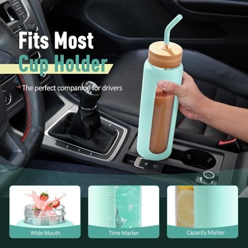 BLUEGO Glaswasserflasche 900ml BPA-frei für Outdoor Aktivitäten
| CADRES Glasbecher mit Zeitmarkierung und Silikonschut
